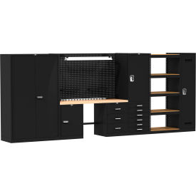 Complete Modular Workbench System, 168"W x 24"D, Wood Top