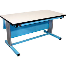 Electric Height Adjustable Workbench, Plastic Laminate Top, 72"W x 30"D, Blue