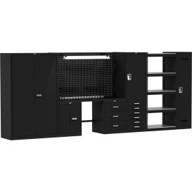 Complete Modular Workbench System, 210"W x 24"D, Steel Top