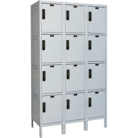 4-Tier Laptop/Backpack Locker, 54"W x 21"D x 78"H, Light Gray, Unassembled