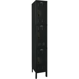 3-Tier Electronic Locker, 18"W x 12"D x 78"H, Black, Unassembled