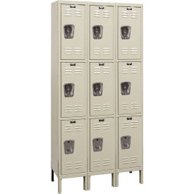 Premium Locker, 3-Tier, 36"W x 12"D x 78"H, 729 Tan, Unassembled