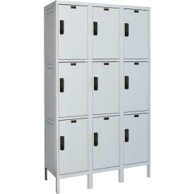 3-Tier Laptop/Backpack Locker, 45"W x 21"D x 78"H, Light Gray, Unassembled