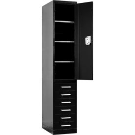 1-Tier Storage Locker, Half Height Door, 24"W x 24"D x 78"H, Black