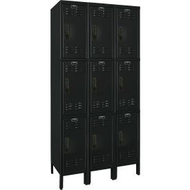 DigiTech 3-Tier Electronic Locker, 36"W x 18"D x 78"H, Black, Unassembled