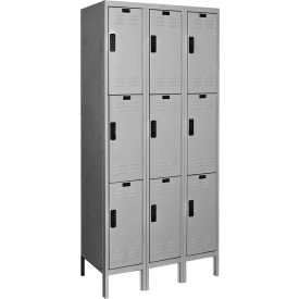 3-Tier Electronic Locker, 18"W x 36"D x 78"H, Light Gray, Unassembled