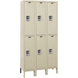 ReadyBuilt Locker, 2-Tier, 36"W x 12"D x 78"H, 729 Tan, Assembled