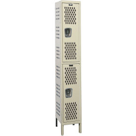 2-Tier 2 Door HD Ventilated Locker, 18"W x 18"D x 78"H, 729 Tan, Unassembled