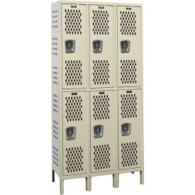 2-Tier 6 Door HD Ventilated Locker, 45"W x 21"D x 78"H, 729 Tan, Unassembled