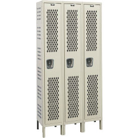 1-Tier 3 Door HD Ventilated Locker, 36"W x 15"D x 78"H, 729 Tan, Unassembled