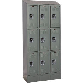 ReadyBuilt II Locker, 3-Tier, 36"W x 12"D x 82"H, 725 Dark Gray, Assembled