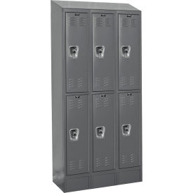 ReadyBuilt II Locker, 2-Tier, 36"W x 12"D x 82"H, 725 Dark Gray, Assembled