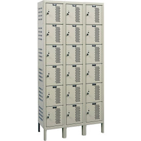 6-Tier 18 Door HD Ventilated Locker, 36"W x 18"D x 78"H, 729 Tan, Unassembled