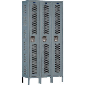 1-Tier 3 Door HD Ventilated Locker, 36"W x 12"D x 78"H, 725 Dark Gray, Unassembled