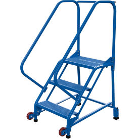 3-Step 50° Tip-N-Roll Mobile Ladder, 24"W Perforated Step
