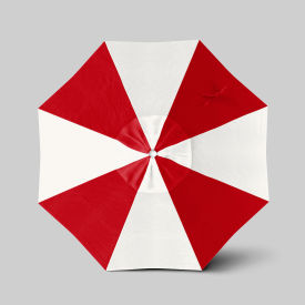 Venture 7-1/2' Patio Umbrella, Silver Pole, Sunbrella Natural/Jockey Red