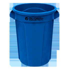 Plastic Round Trash Can, 55 Gallon, Blue