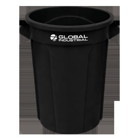Plastic Round Trash Can, 55 Gallon, Black