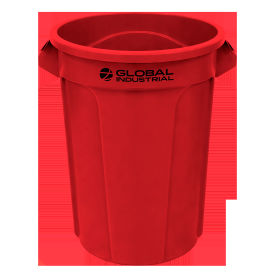 Plastic Round Trash Can, 55 Gallon, Red