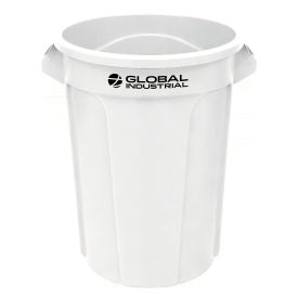Plastic Round Trash Can, 55 Gallon, White