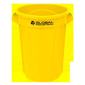 Plastic Round Trash Can, 55 Gallon, Yellow
