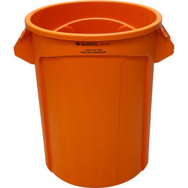 Plastic Round Trash Can Lid, 55 Gallon, Orange