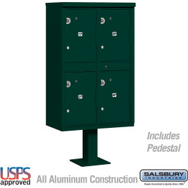 3300 Outdoor Parcel Locker, 4 Compartments, Green