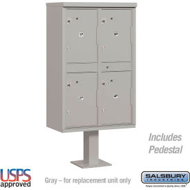 3300 Outdoor Parcel Locker, 4 Compartments, Gray