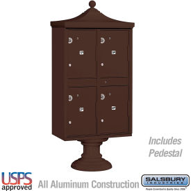 Decorative Outdoor Parcel Locker, 4 Compartments, Type II, Bronze