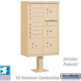 3300 Cluster Box Unit, 8 A Doors, 4 Parcel Lockers, Type VI, Sandstone