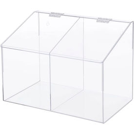 Acrylic Compartment Storage Container, 2 Compartment, 15-3/4"W x 8"D x 10"H, Clear