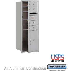 3700 4C Horizontal Mailbox, 4 Doors, 1 Parcel Lockers, Front Loading, Aluminum
