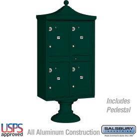 Regency Decorative Outdoor Parcel Locker, 4 Compartments, Type II, Green