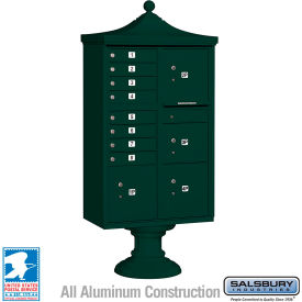 Regency Decorative Cluster Box Unit 8 A Doors, 4 Parcel Lockers, Type VI, Green