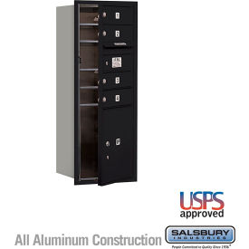 3700 4C Horizontal Mailbox, 4 Doors, 1 Parcel Lockers, Front Loading, Black