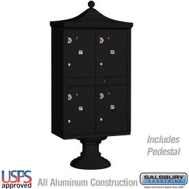 Regency Decorative Outdoor Parcel Locker, 4 Compartments, Type II, Black