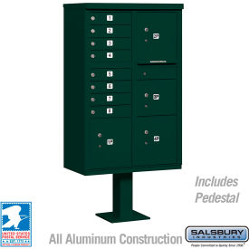 3300 Cluster Box Unit, 8 A Doors, 4 Parcel Lockers, Type VI, Green