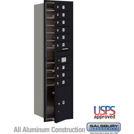3700 4C Horizontal Mailbox, 9 Doors, 1 Parcel Lockers, Front Loading, Black