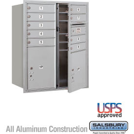 3700 4C Horizontal Mailbox, 9 Doors, 2 Parcel Lockers, Front Loading, Aluminum
