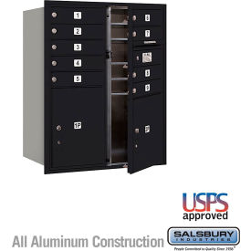 3700 4C Horizontal Mailbox, 9 Doors, 2 Parcel Lockers, Front Loading, Black