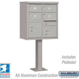 3300 Cluster Box Unit, 4 C Doors, 2 Parcel Lockers, Type V, Gray