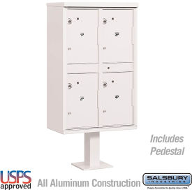 3300 Outdoor Parcel Locker, 4 Compartments, White
