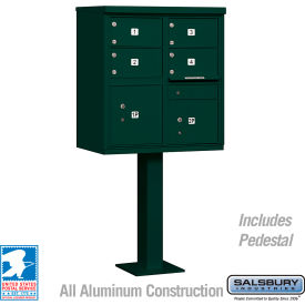 3300 Cluster Box Unit, 4 C Doors, 2 Parcel Lockers, Type V, Green