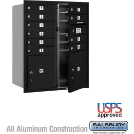 3700 4C Horizontal Mailbox, 10 Doors, 2 Parcel Lockers, Front Loading, Black