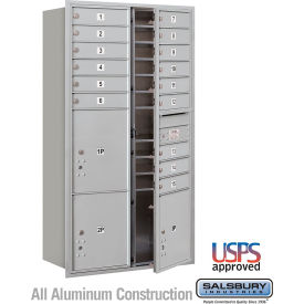 3700 4C Horizontal Mailbox, 15 Doors, 3 Parcel Lockers, Front Loading, Aluminum