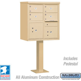 3300 Cluster Box Unit, 4 C Doors, 2 Parcel Lockers, Type V, Sandstone