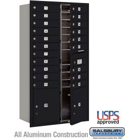 3700 4C Horizontal Mailbox, 20 Doors, 2 Parcel Lockers, Front Loading, Black