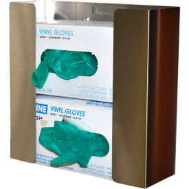 Double Stainless Steel Glove Box Holder with Magnet Mount, 9-7/8"W x 3-1/2"D x 10"H