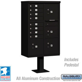 3300 Cluster Box Unit, 8 A Doors, 4 Parcel Lockers, Type VI, Black