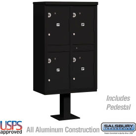 3300 Outdoor Parcel Locker, 4 Compartments, Black